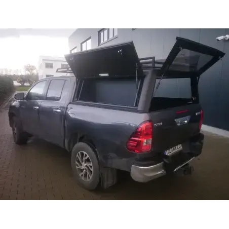 Hardtop Contour noir/ lisse sans fenêtre latérale pour Toyota Hilux Revo 2016+ double cabine Alu-Cab